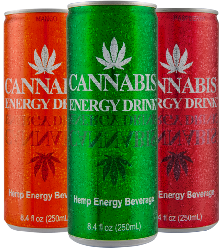 immagine con tutti i prodotti cannabis energy drink